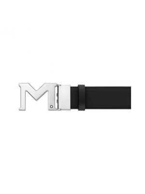 Cinturón de cuero con hebilla reversible Montblanc negro