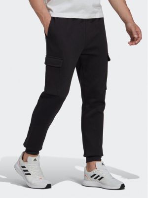 Cargo hlače od flisa Adidas crna