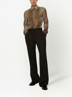 Chemise à imprimé à imprimé léopard Dolce & Gabbana marron