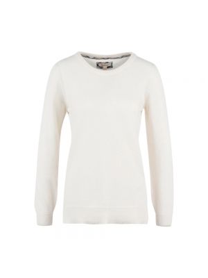 Biały sweter z okrągłym dekoltem Barbour