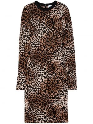 Šaty s potlačou s leopardím vzorom St. John hnedá