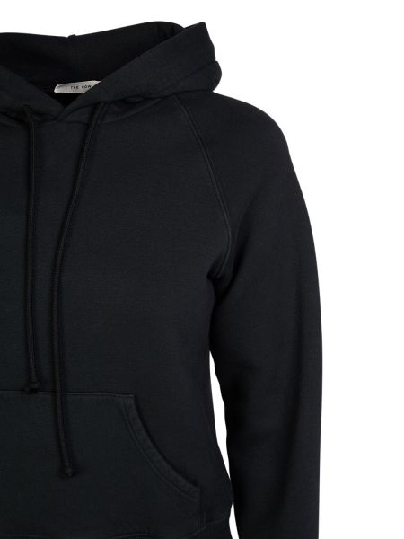 Pamučna hoodie s kapuljačom od jersey The Row crna