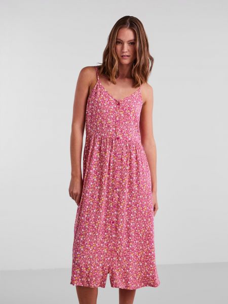 Sukienka mini w kwiatki Pieces różowa