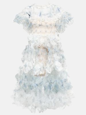 Tylové midi šaty s potlačou Susan Fang biela