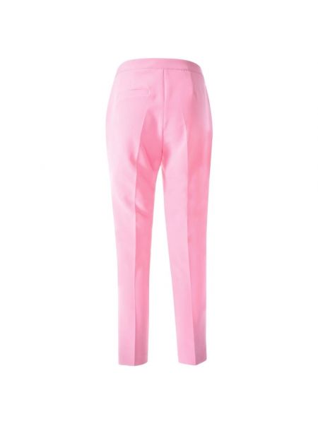 Spodnie slim fit z krepy eleganckie Yes Zee różowe