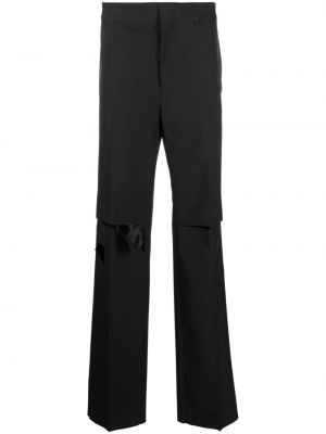 Obrabljene volnene ravne hlače Givenchy siva
