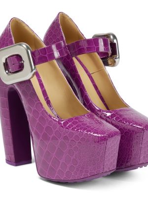 Кожени полуотворени обувки на платформе Bottega Veneta виолетово