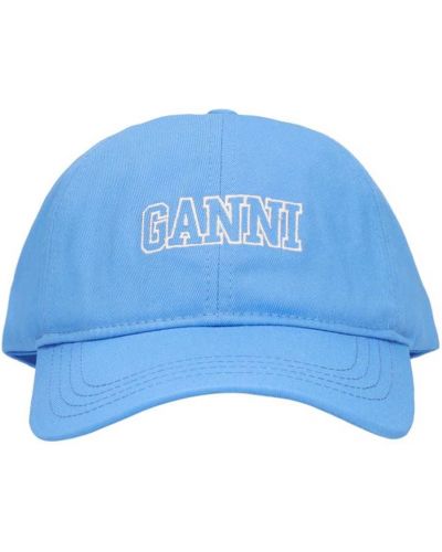 Хлопковая кепка Ganni, синий