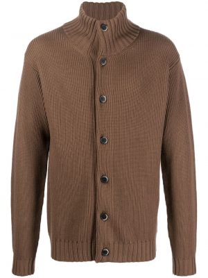 Dun strikkegenser med knapper med button down-krage Barena brun