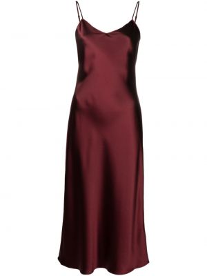 Svilena midi obleka z v-izrezom Polo Ralph Lauren rdeča