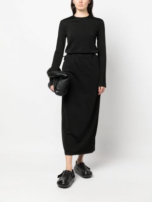 Midi šaty s kulatým výstřihem Jil Sander černé
