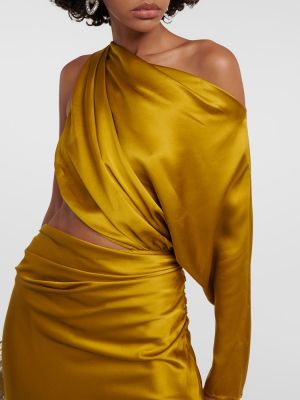 Vestido midi de raso de seda asimétrico The Sei dorado