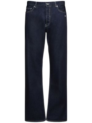 Voľné bavlnené džínsy s výšivkou Off-white modrá