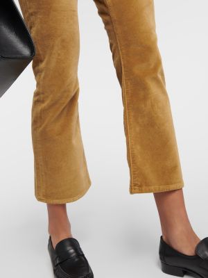 Samt high waist straight jeans ausgestellt Frame beige
