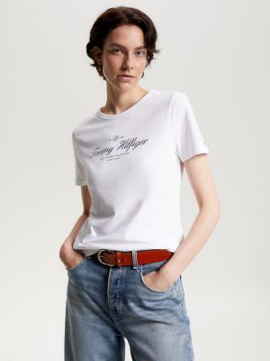 Camiseta manga corta de cuello redondo Tommy Hilfiger blanco