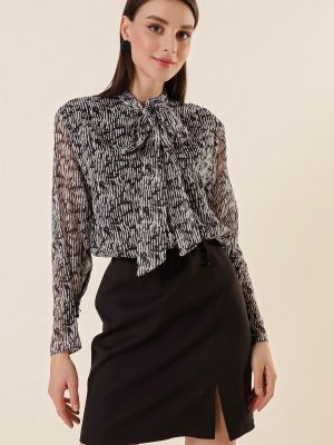 Šifonové šaty s potlačou so vzorom zebry By Saygı čierna