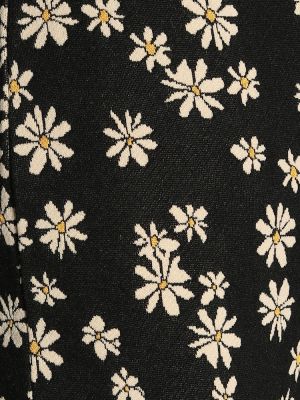 Spodnie z wysoką talią w kwiatki Miu Miu czarne