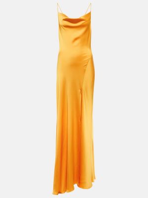 Saténové dlouhé šaty Simkhai zlatá