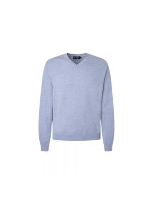 Jedwabny sweter bawełniany Hackett niebieski