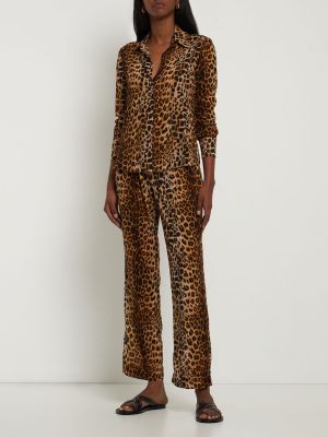 Košeľa s leopardím vzorom Alex Rivière Studio hnedá