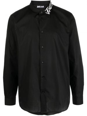 Bombažna srajca s potiskom Just Cavalli črna