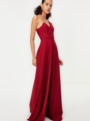 Rochie de seară cu croială ajustată împletită Trendyol roșu