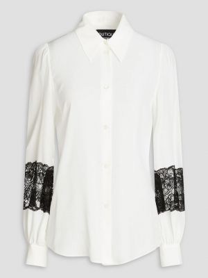 Рубашка из крепдешина с кружевной отделкой BOUTIQUE MOSCHINO белый