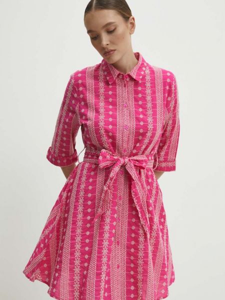 Pamut mini ruha Answear Lab rózsaszín