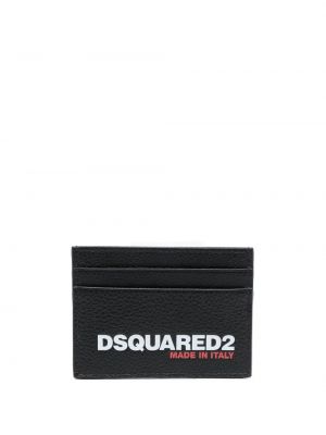 Kožená peňaženka s potlačou Dsquared2 čierna