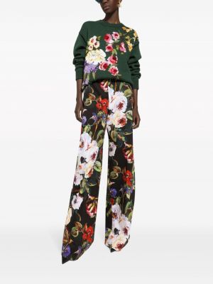 Vilnas džemperis ar ziediem Dolce & Gabbana zaļš