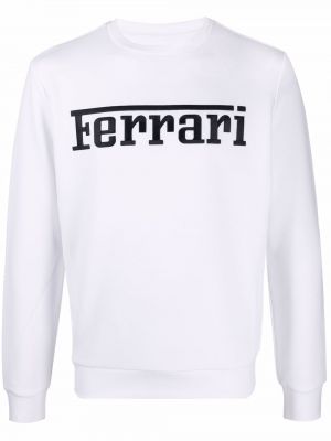 Sweatshirt mit rundhalsausschnitt mit stickerei Ferrari weiß