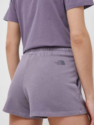 Pantaloni cu talie înaltă din bumbac The North Face violet