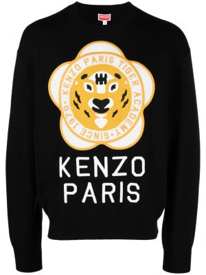 Памучен вълнен пуловер Kenzo черно