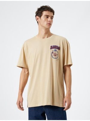 Oversized μπλούζα με σχέδιο με κοντό μανίκι Koton μπεζ