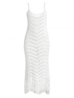 Белое платье миди с бахромой 525 America