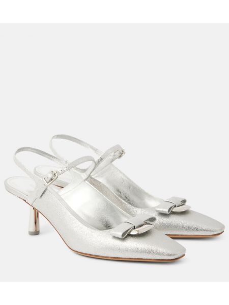 Slingback läder pumps Ferragamo silver