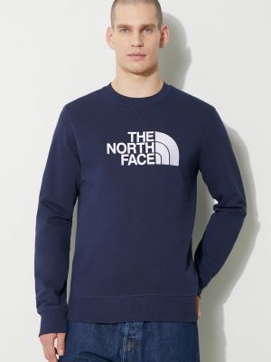 Бавовняний светр з аплікацією The North Face синій