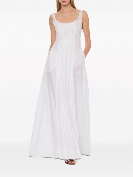 Drapované bavlněné šaty Alberta Ferretti bílé