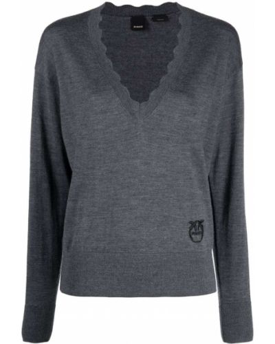 Jersey con escote v de tela jersey Pinko gris