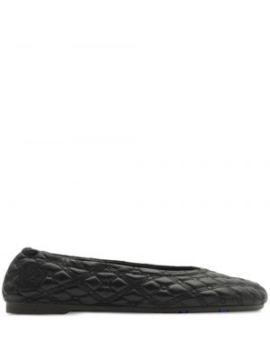 Usnjene nizki čevlji z vezenjem Burberry črna