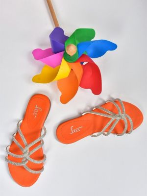 Lapos talpú otthoni papucs Fox Shoes narancsszínű