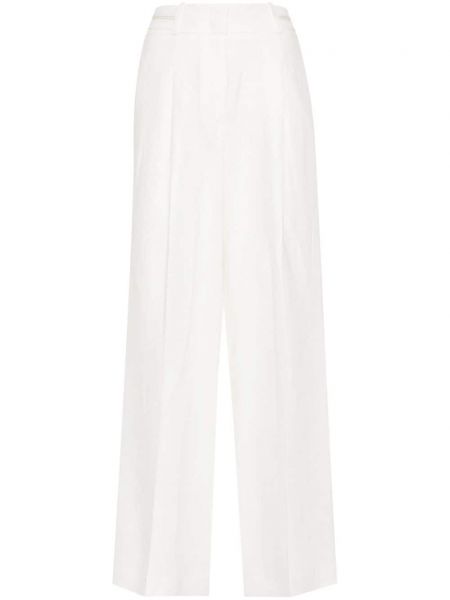 Lněné rovné kalhoty Peserico bílé