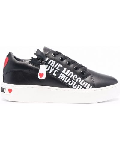 Hjertemønster zip sneakers Love Moschino svart