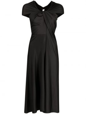 Koktejl obleka z draperijo Victoria Beckham črna