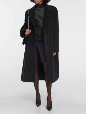 Oversized μάλλινο παλτό Saint Laurent μαύρο