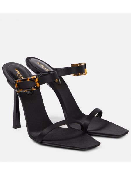 Satin sandaletter Saint Laurent svart