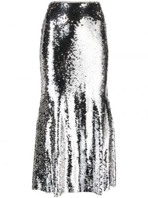 Midi sukně Self-portrait stříbrné