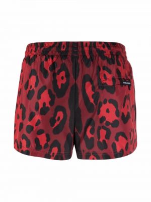 Shorts à imprimé à imprimé léopard Dolce & Gabbana rouge