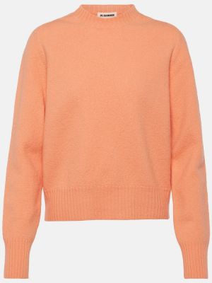Sweter wełniany Jil Sander pomarańczowy