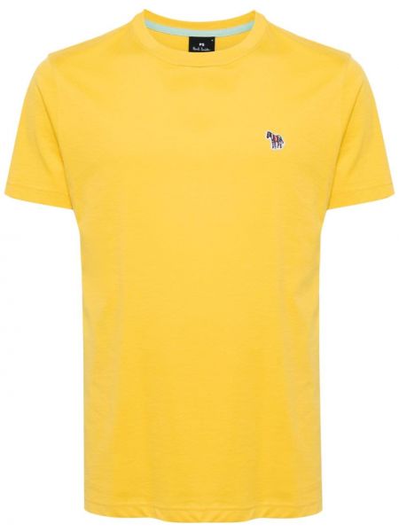 Medvilninis siuvinėtas marškinėliai Ps Paul Smith geltona
